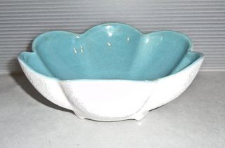 Mid Century Vintage Royal Haeger Ceramic Pottery 343 Aqua White Spatter Bowl