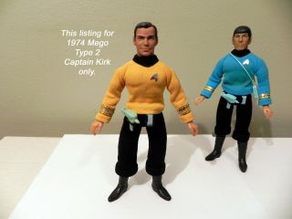 Vintage Star Trek Mego 1974 Captain Kirk Loose Type 2 Body T2 James T.  Kirk Tos