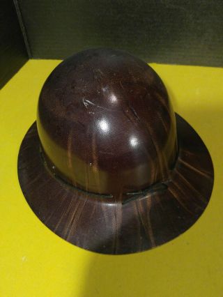 Vintage Brown Msa Skullgard Miners Safety Helmet Construction Hard Hat Sz 7 1/4