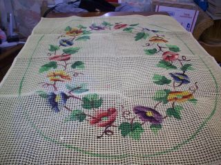 Latch Hook Canvas Only Vintage 38x26 Flowers/leaves Multi - Colored 4 Holes/in (228