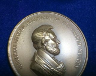 Vintage Us Abraham Lincoln Bronze Peace Medal Medallion 3 inches. 4