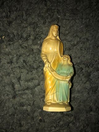 Vtg Cast Metal Spelter Religious Virgin Mary Mother & Child 5” Figurine Statue