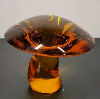 Vintage Viking Glass Amber Small Mushroom