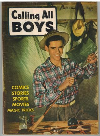 Calling All Boys 5 1946 Vintage Fishing Photo Cover Golden Age