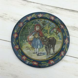 Vintage Ohio Art Co Tin Litho Little Red Riding Hood Small Plate