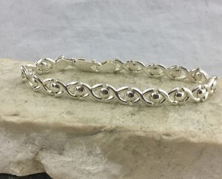 Vintage Italy 925 Sterling Silver Link Bracelet Wishbones Xs Os Shapes 7 Inch
