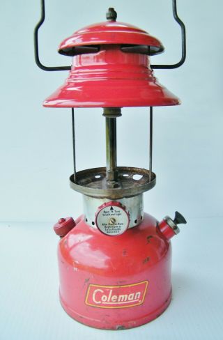 Vintage Coleman Red Lantern Model 200a Tall Vent Dated 4 - 55.  No Glass.