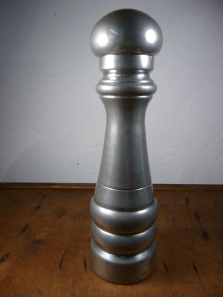 Vintage Pewter Combo Pepper Mill Grinder Salt Shaker Made In Italy 10 1/4 " Tall