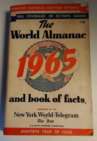 Vintage 1965 The World Almanac And Book Of Facts World - Telegram The Sun