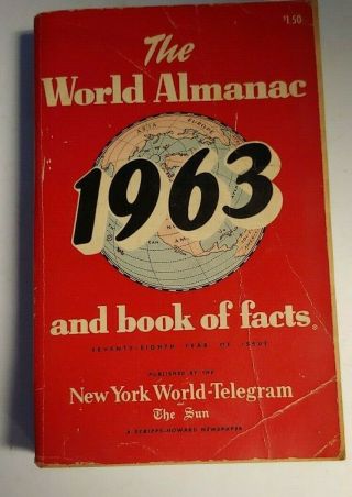 Vintage 1963 The World Almanac And Book Of Facts World - Telegram The Sun
