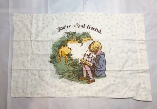 Set Of 4 Vintage Disney Winnie - The - Pooh Double Sided Pillowcase Christoper Robin