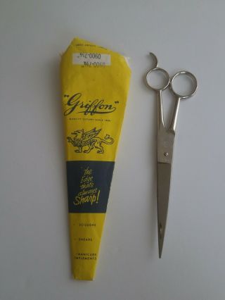 Vtg Griffon 7 1/2 " Stainless Steel Scissors Shears 0900 Paper Italy