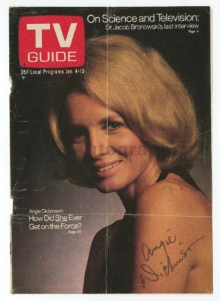 Angie Dickinson - Tv & Film Actress - Autographed Vintage Tv Guide Cover