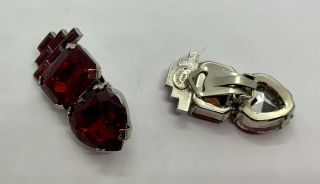 Vintage Signed Zoe Coste French Red Clip On Earrings 4