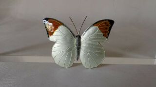 Vintage Sterling Silver Enamel Large Butterfly Pin Brooch Estate Find 2 1/16 "