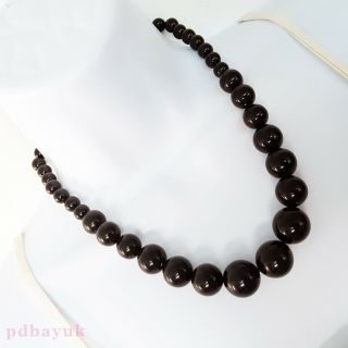 Ladies Vintage Style Graduated Plastic Round Black Bead Necklace 46cm 18 " 2473