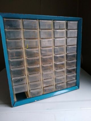 Vintage Metal Akro - Mils 45 Drawer Storage Cabinet Small Parts 113 1/2 " X 13 " X 7