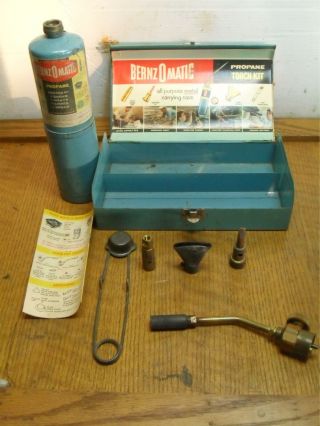Vintage Berzomatic Propane Torch Kit In Metal Case (90824 - 13)