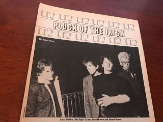 1982 Vintage 4pg Article On Rock Band U2 Pluck Of The Irish Bono,  Edge,  A Clayton