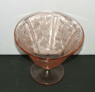 Vintage Pink Depression Glass Rose Pattern Candy Bowl