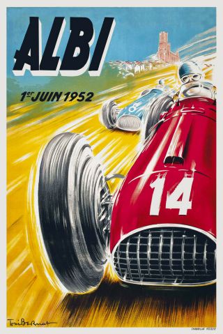 Vintage 1950s French Motor Racing Poster Circuit D 