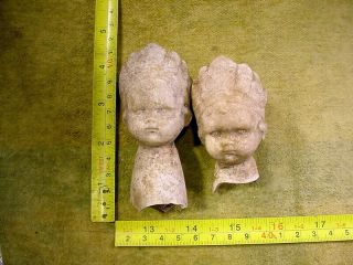 2 X Excavated Vintage Large Pipe Clay Doll Head Age 1930 German Art 13332
