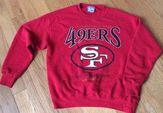 Vintage San Francisco Sf 49ers Red Pullover Sweatshirt Sz L Lee Sport Usa Nutmeg
