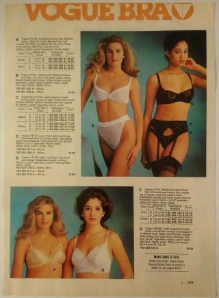 1990 Vintage Paper Print Ad Vogue Bralette Garter Belt Women Lingerie Underwear