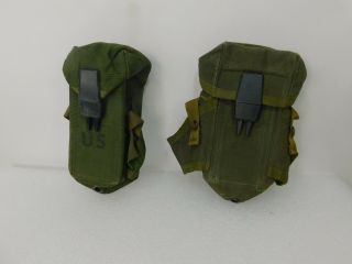 Two Vintage Us Military Issue M16 Rifle 30 Rd Mag Ammo Pouch W/ Alice Clips