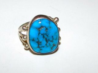 Old Pawn Vintage Native American Sterling Silver Kingman Turquoise Ring,  Size 6