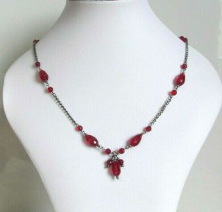 Vintage Czech Glass Art Deco Style Red Wired Bead Necklace