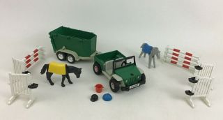 Playmobil 3140 Riding Stables Jeep With Horse Trailer 90 Complete Vintage 1981