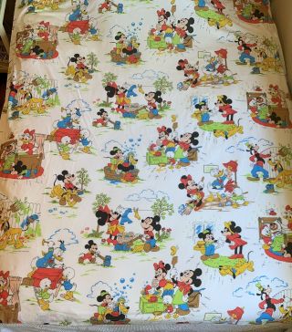 Disney Mickey Mouse Donald Duck Twin Sheet Set Vintage 70s 8