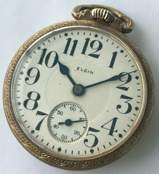 16s - 1926 Antique Elgin Hand Winding Pocket Watch W.  Seconds Register