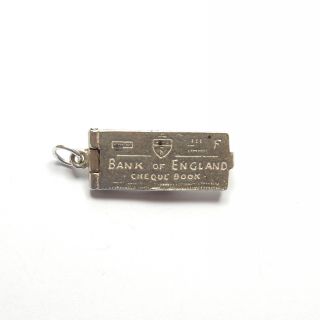 Rare Vintage Nuvo Charm Cheque Book Bank Of England 925 Sterling Silver 2.  4g