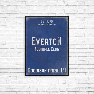 Goodison Park Everton Fc Blue A4 Picture Art Poster Retro Vintage Style Print