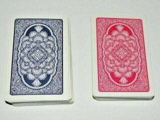 Vtg Arrco Plastic Coated 2 Decks Of Playing Cards With Jokers Blue & Red
