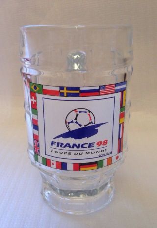 Vintage France 98 Coupe Du Monde Football World Cup Commemorative Glass Tankard