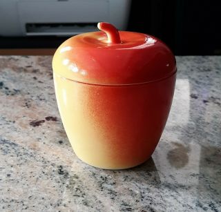 Vintage Hazel Atlas Apple Shaped Painted Milk Glass Sugar Bowl Jam Jar