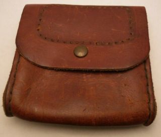 Vintage Hand Made Leather Ammo ? Belt Pouch Hunting 5 " By 5 "