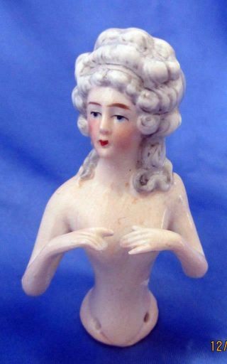 Large Antique German Half Doll - 3 - 1/2 " - Hands Away From Body Nude