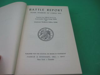 Vintage 1944 Battle Report Pearl Harbor to Coral Sea Book 5