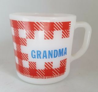 Westfield Name Grandma Mug Milk Glass Gingham Checked Vintage Red Cup