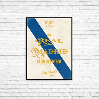 Real Madrid Fc A4 Picture Art Poster Retro Vintage Style Print Ronaldo Beckham
