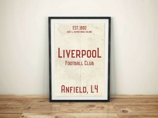 Anfield Liverpool Fc White A4 Picture Art Poster Retro Vintage Style Print