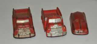 Vintage Auburn Rubber Toys 2 Trucks 5 1/2 " And 5 " Car,  Trucks Marked 518 On Tags