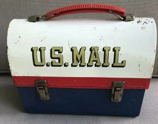 Vintage Aladdin Us Mail Mr Zip Dome Top Steel Lunch Box No Thermos All