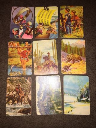 Vintage Swap Playing Cards 9 Blank Back Pig Pirates Elves Cowboys Bear Louis Dow