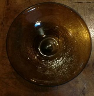 Amber Crackle Glass Bowl / Hand Blown / Vintage / Mid - Century Modern