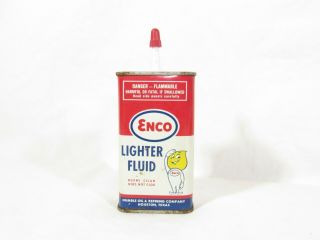 Vintage Enco Lighter Fluid Tin,  Humble Oil Co.  Houston Texas Exxon